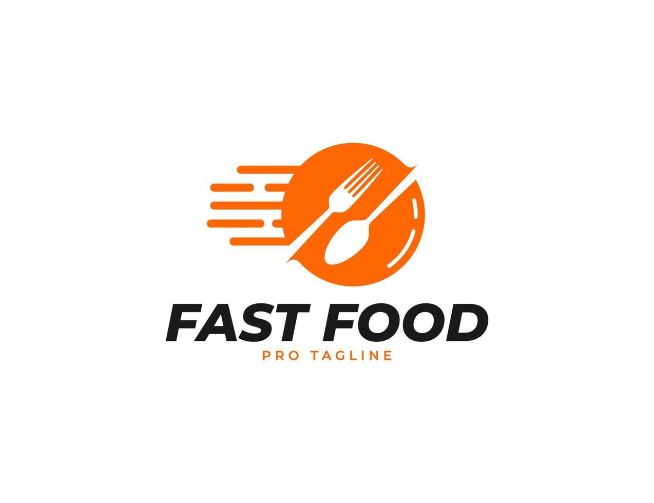 Fast food with fork and spoon restaurant or catering logo template vector