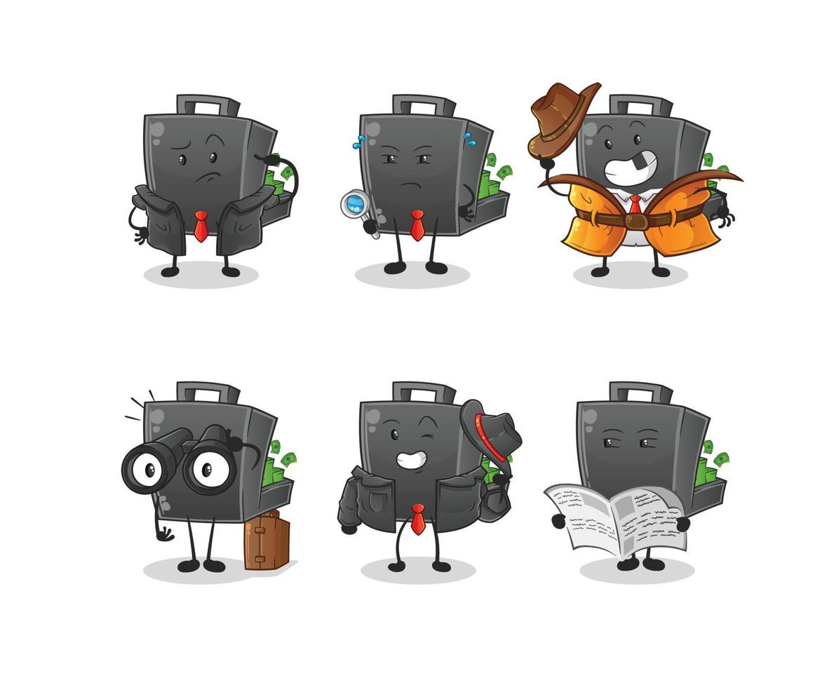 money briefcase  cartoon mascot vector illustration. cartoon vector