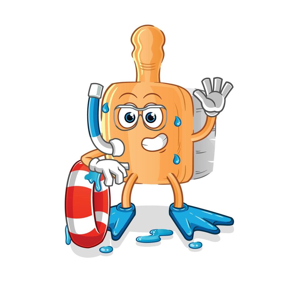 wooden brush cartoon mascot. cartoon vector