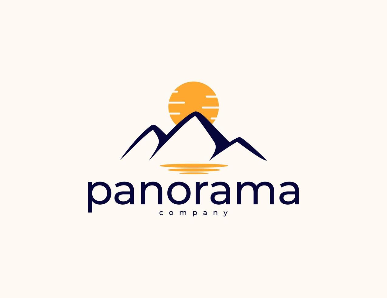 logotipo de paisaje de ilustración de montaña y sol vector