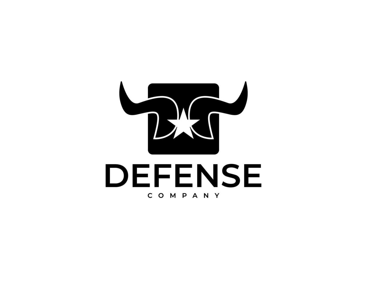 Vintage bull horn logo design with star vector