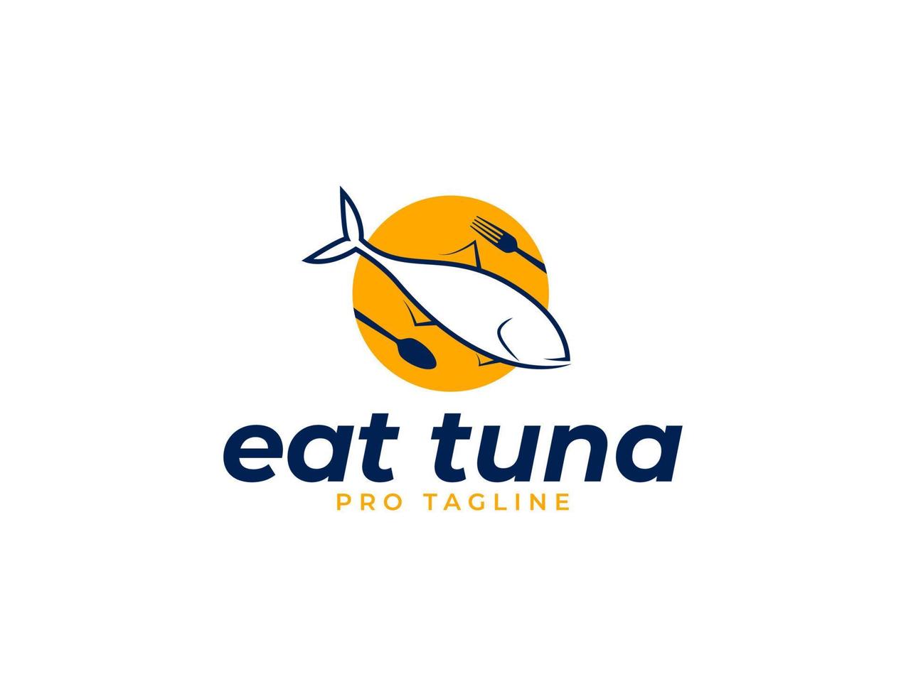 Eat tuna fish seafood logo design vector