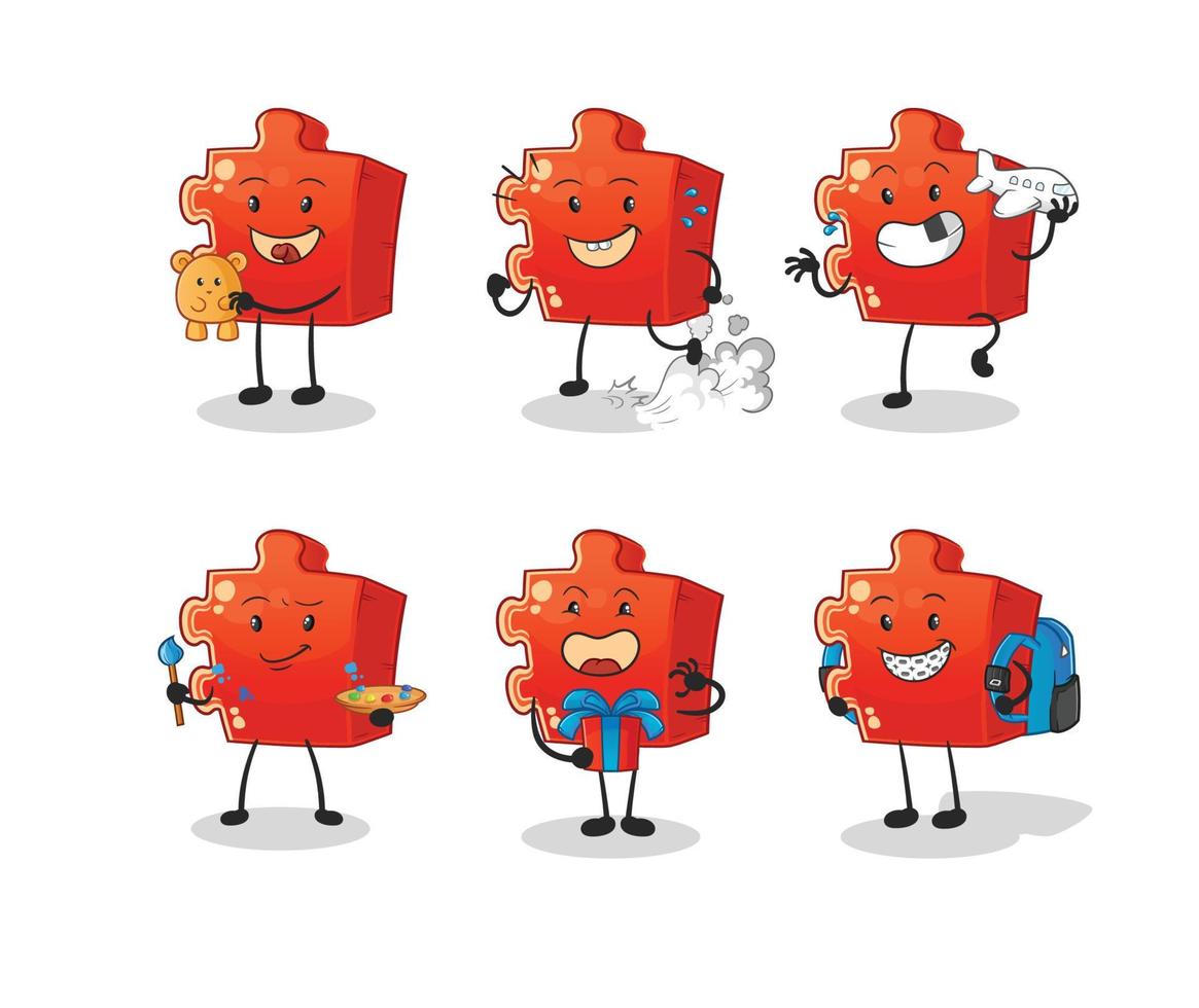 puzzle cartoon character. cartoon mascot vector illustration