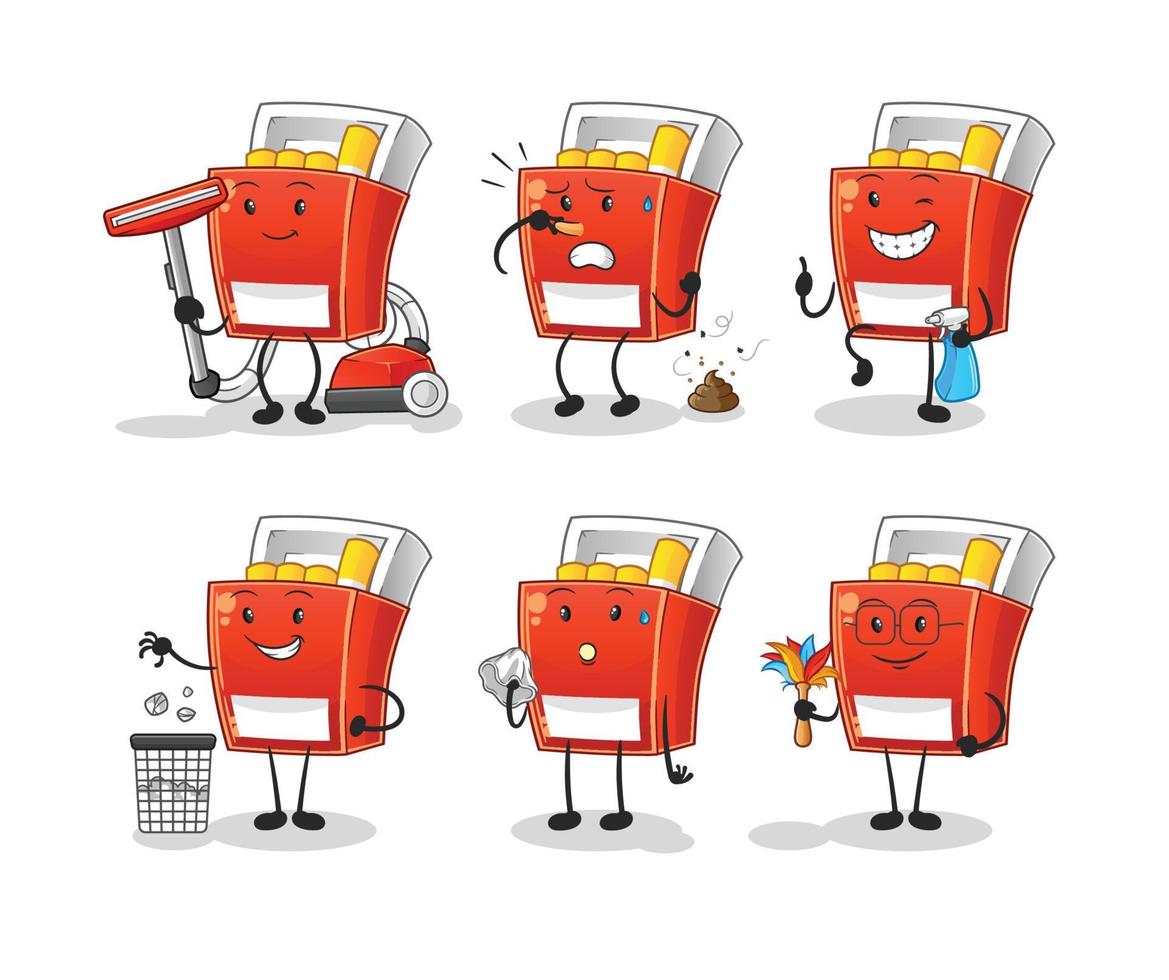 paquete de vector de dibujos animados de cigarrillos. ilustración de vector de mascota de dibujos animados