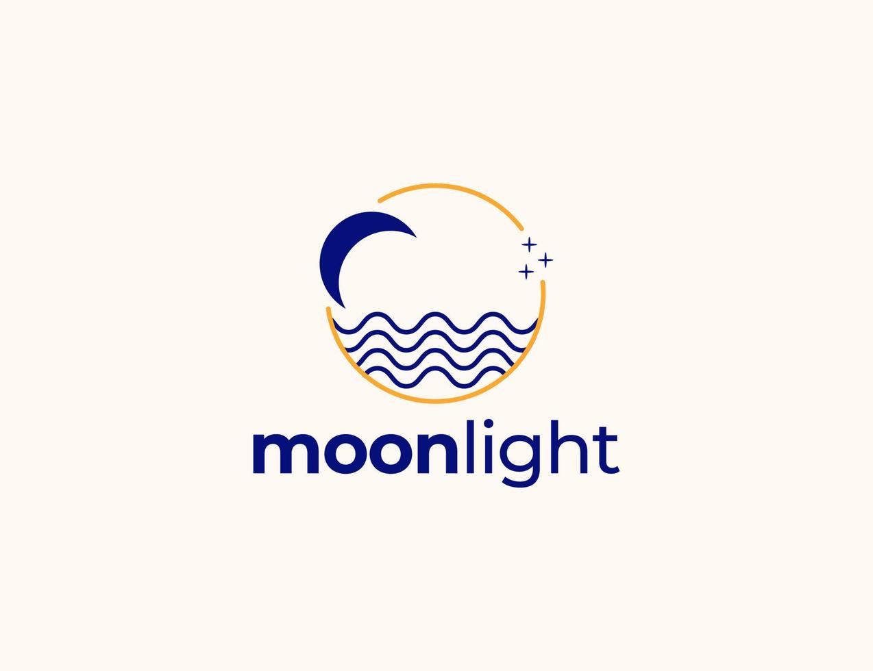 Modern simple moon and wave logo with circle vector