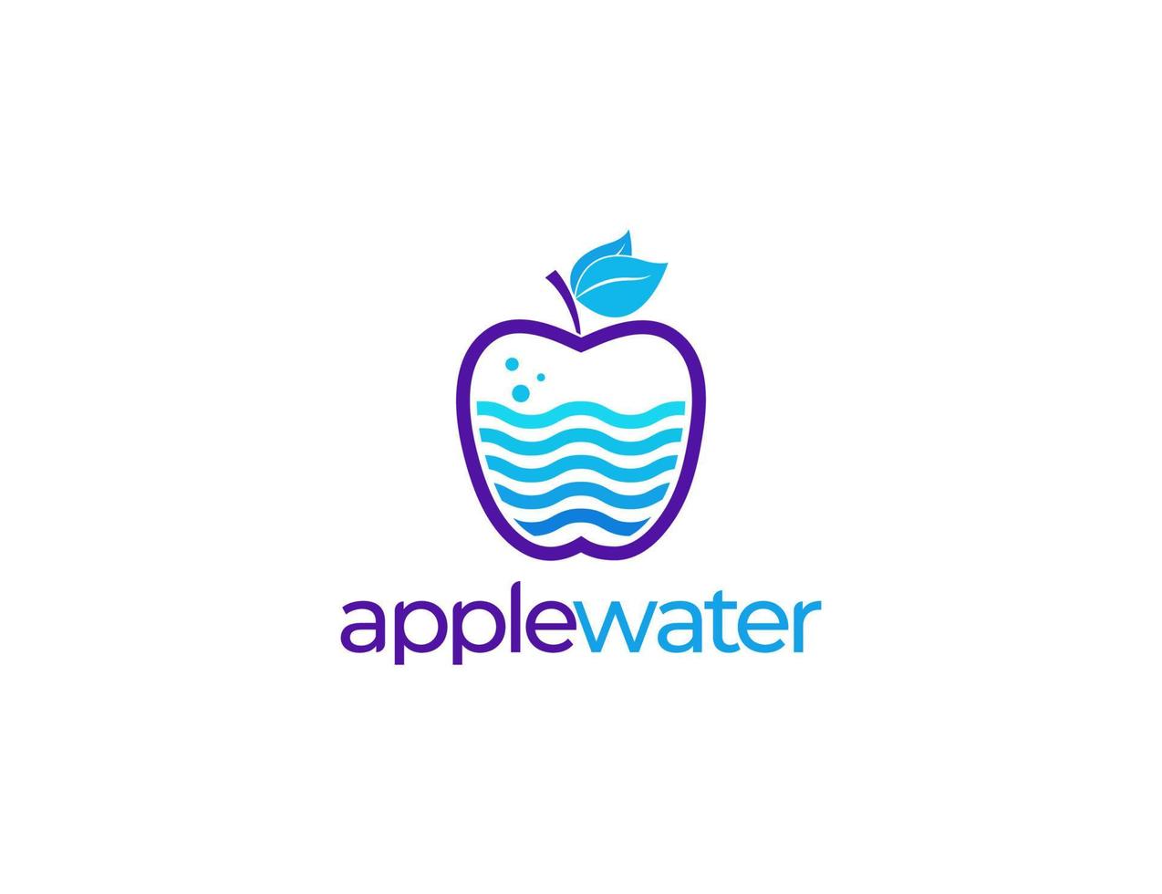Fresh fruit apple illustration logo with water or drink concept vector