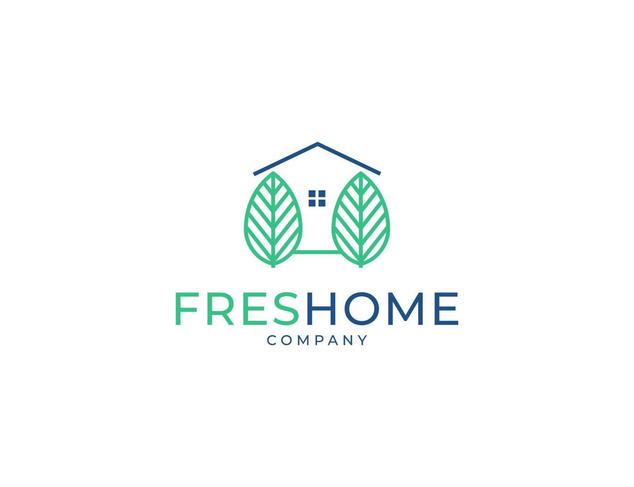 Minimalist fresh home logo with leaves vector