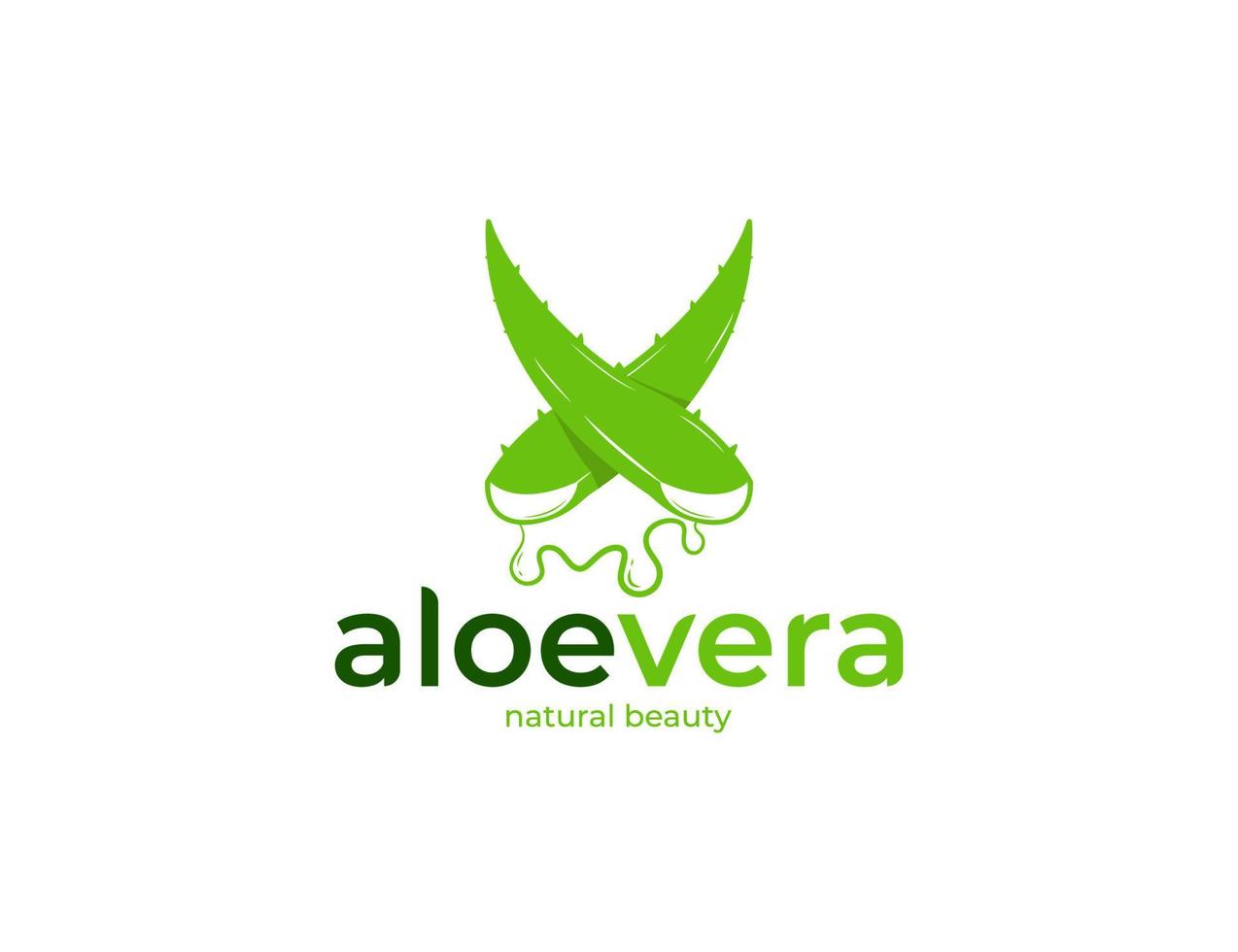 Fresh green aloe vera logo design vector