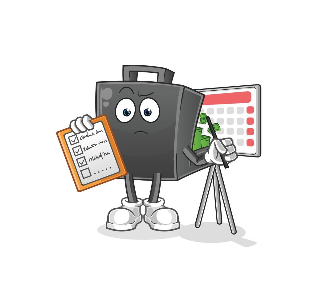 money briefcase  cartoon mascot vector illustration. cartoon vector