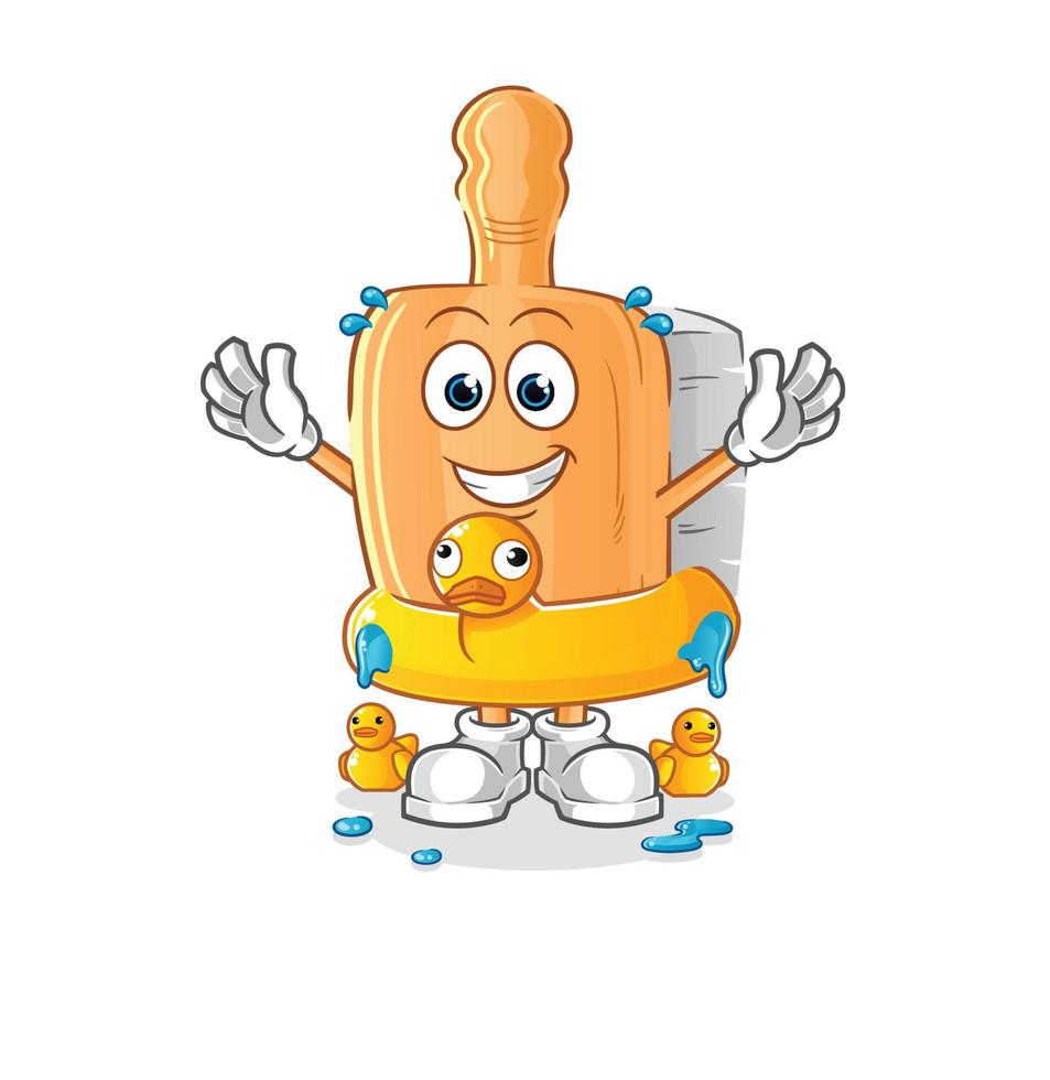 mascota de dibujos animados de cepillo de madera. vector de dibujos animados