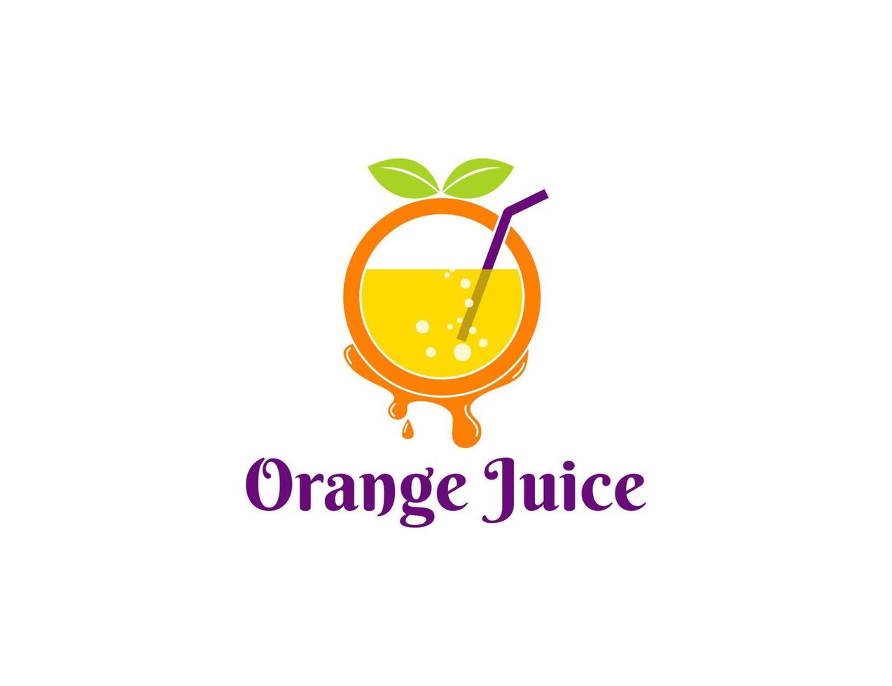 jugo de naranja fresco o ilustración de logotipo de bebida vector