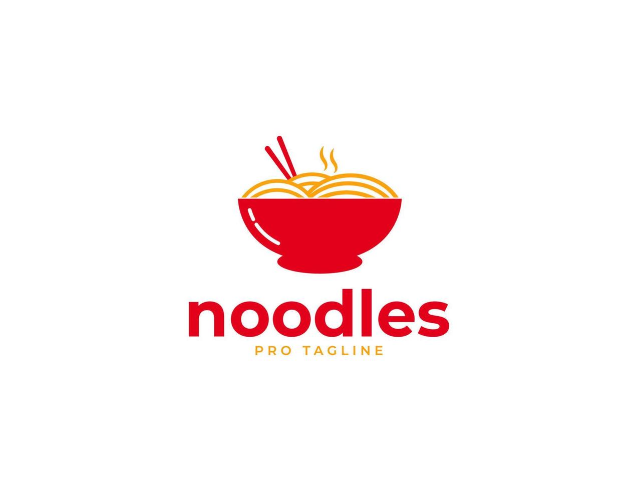 tazón rojo con ilustración de logotipo de fideos vector