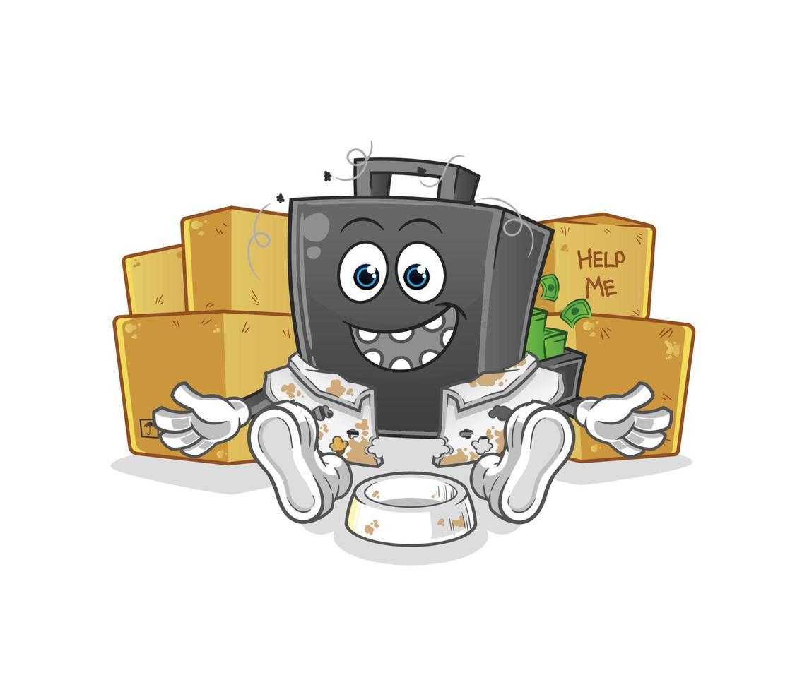 money briefcase  cartoon mascot vector illustration. cartoon vector