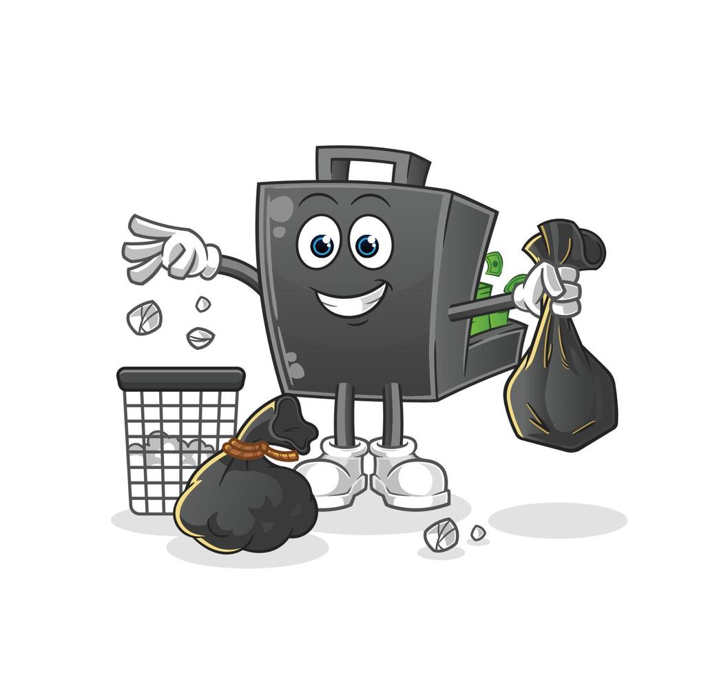 money briefcase  cartoon mascot vector illustration. cartoon vector
