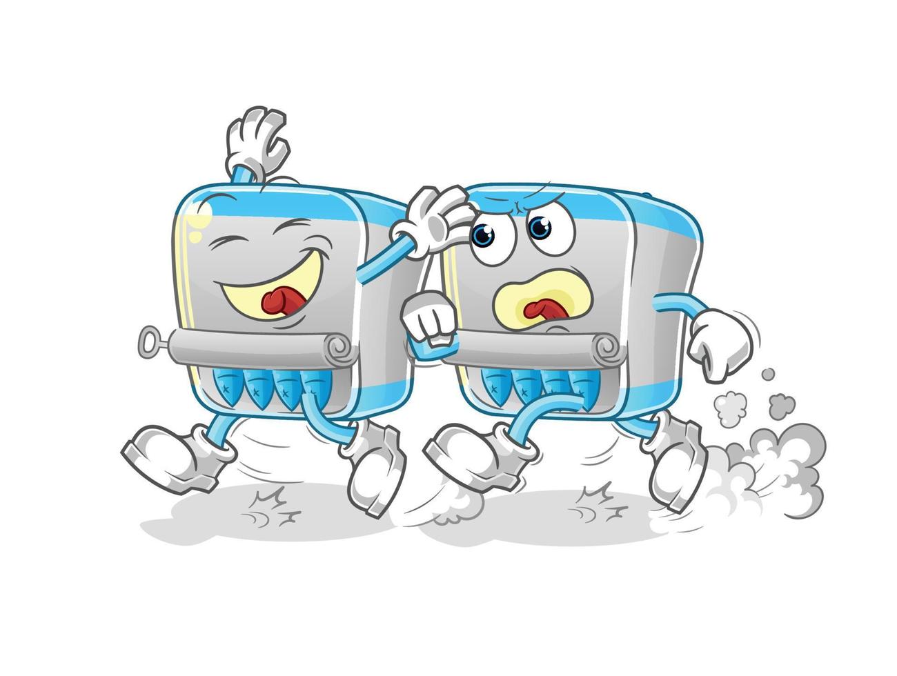 canned fish  dizzy head mascot. cartoon vector