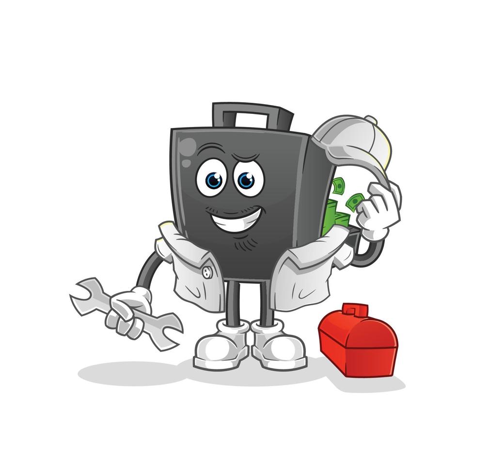 money briefcase  cartoon mascot vector illustration. cartoon vector