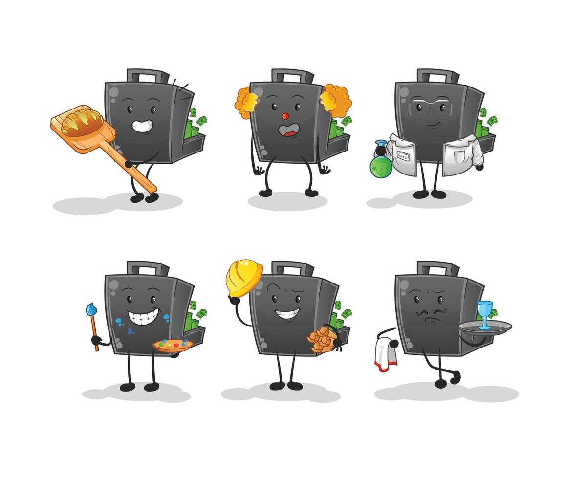 money briefcase  cartoon mascot vector illustration. cartoon vector
