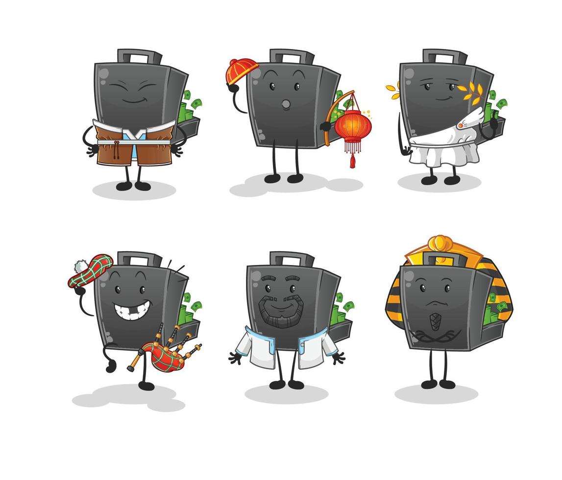 money briefcase  cartoon mascot vector illustration. cartoon vector