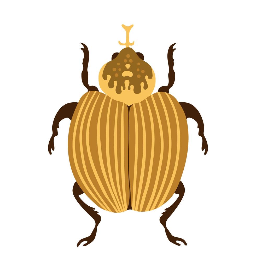 Exotic bug, beetle icon. Insect bug in flat cartoon style isolated on white background. Vector Illustration for print, nursery, apparel, cards.