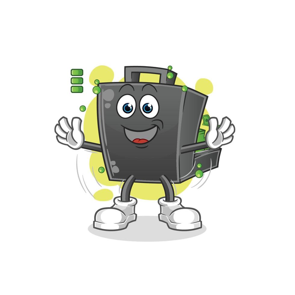 Ilustración de vector de mascota de dibujos animados de maletín de dinero. vector de dibujos animados