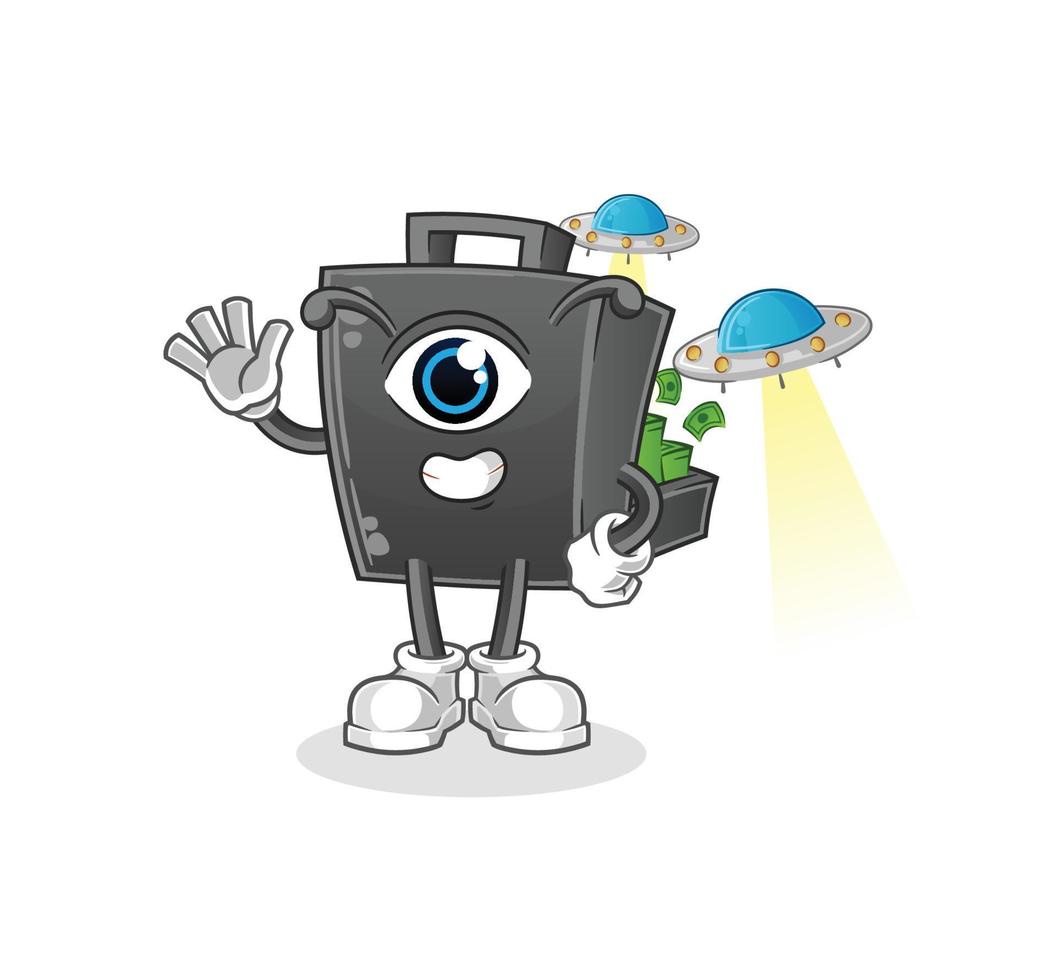 Ilustración de vector de mascota de dibujos animados de maletín de dinero. vector de dibujos animados