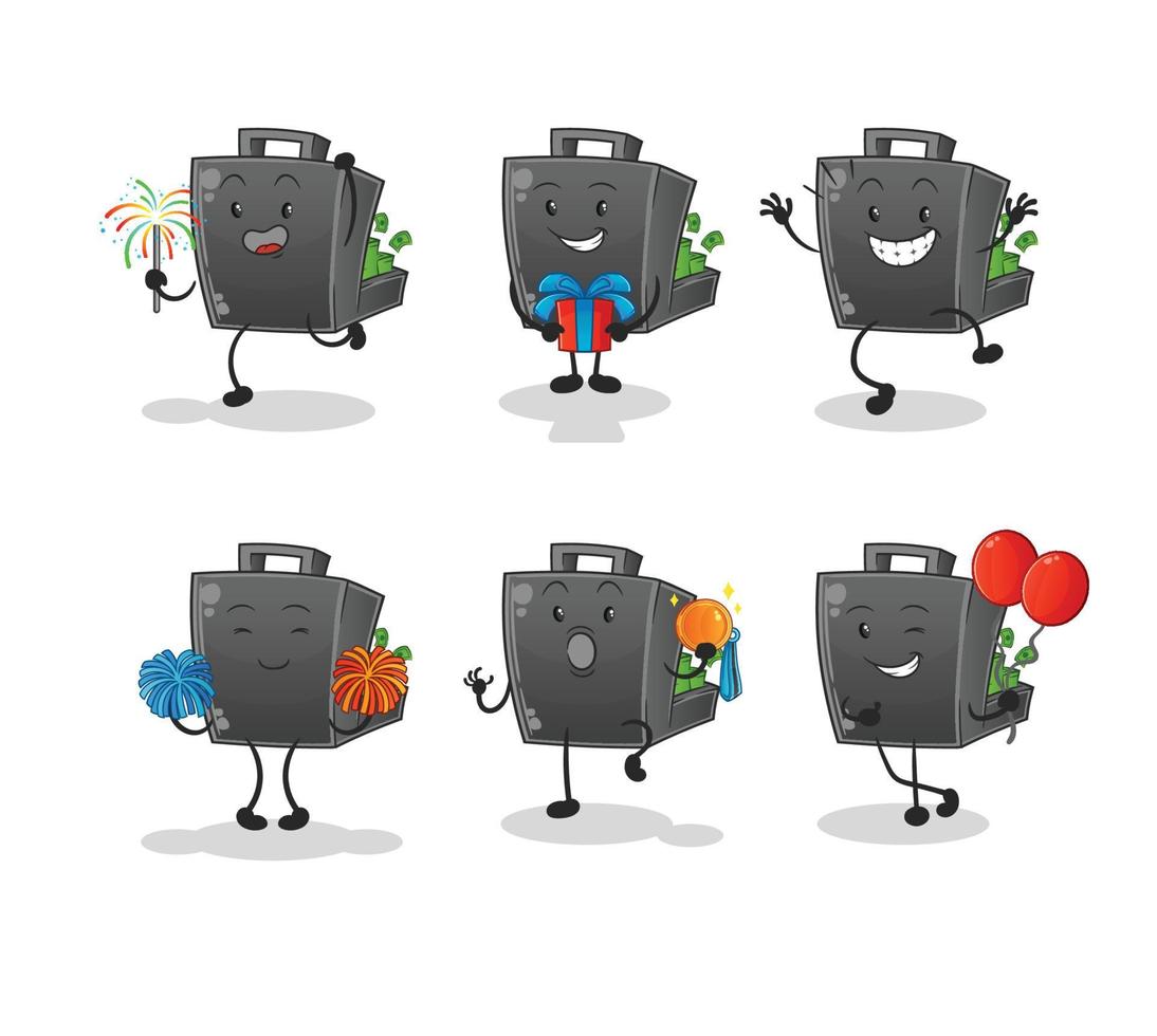 money briefcase  cartoon mascot vector illustration. cartoon vector