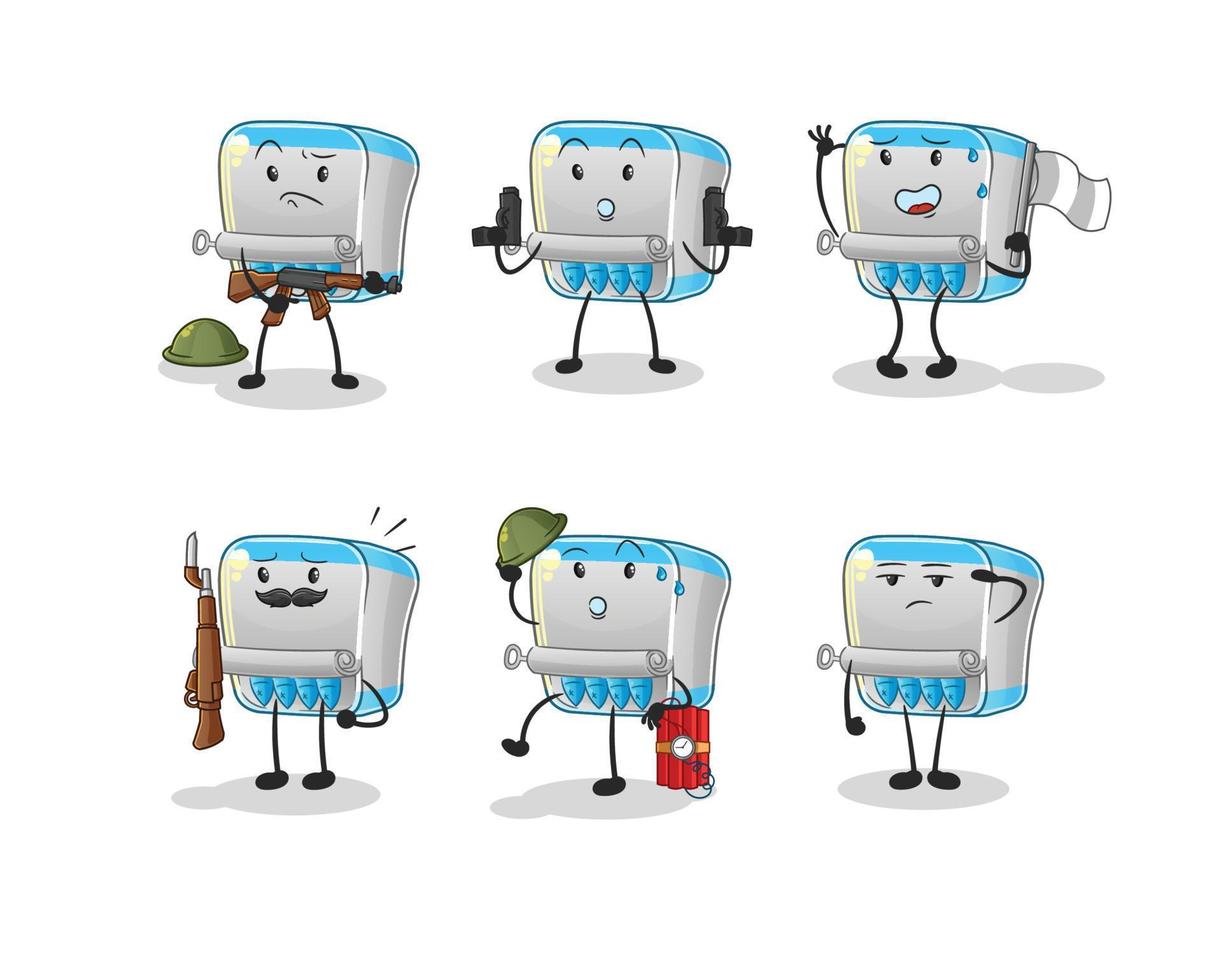 canned fish  dizzy head mascot. cartoon vector
