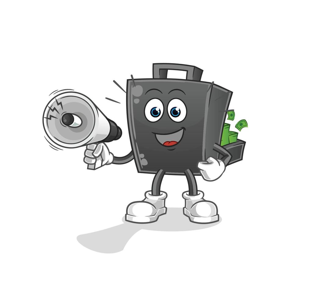 money briefcase  cartoon mascot vector illustration. cartoon vector