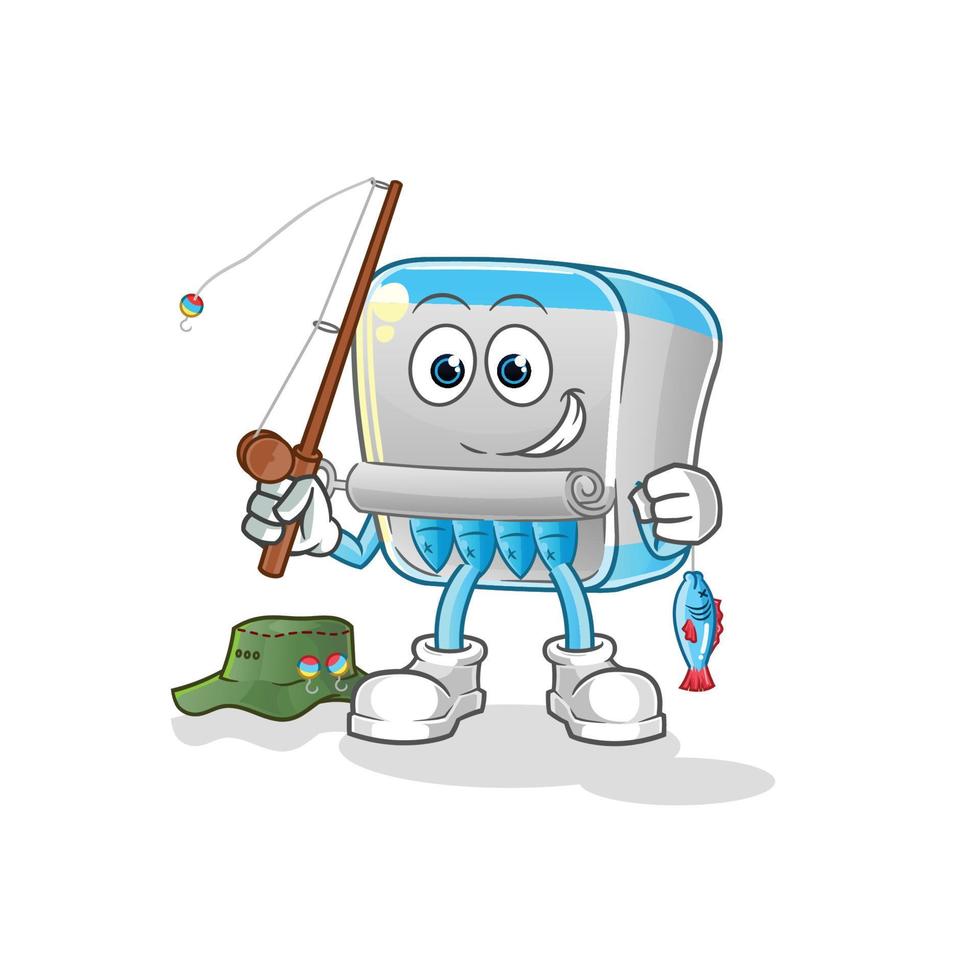 canned fish  dizzy head mascot. cartoon vector