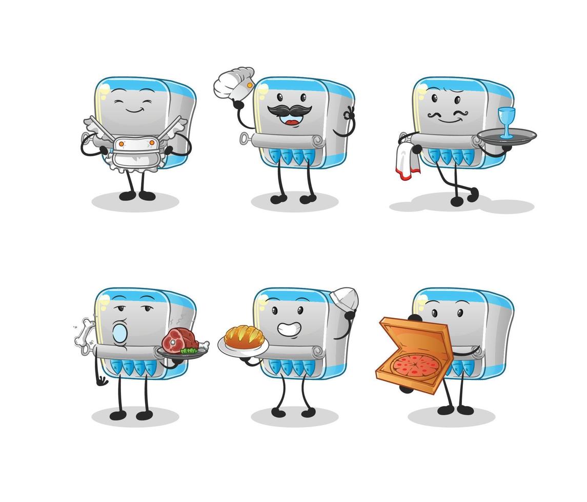 canned fish  dizzy head mascot. cartoon vector