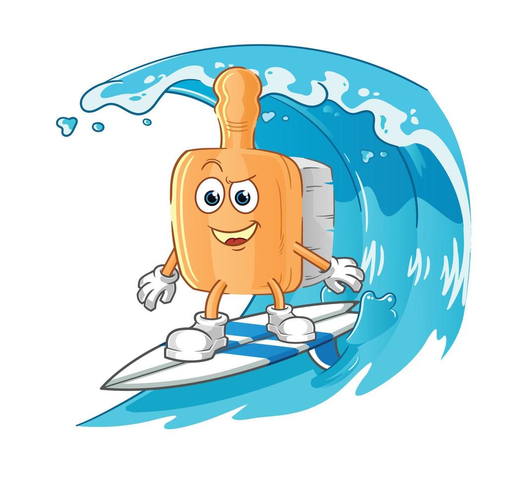 wooden brush cartoon mascot. cartoon vector
