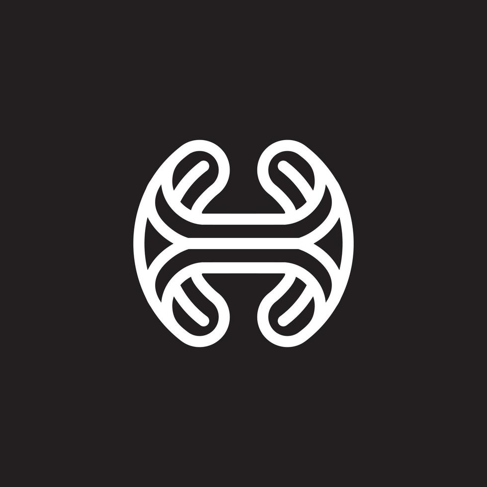 Abstract Letter H with Mono line or line art style logo vector