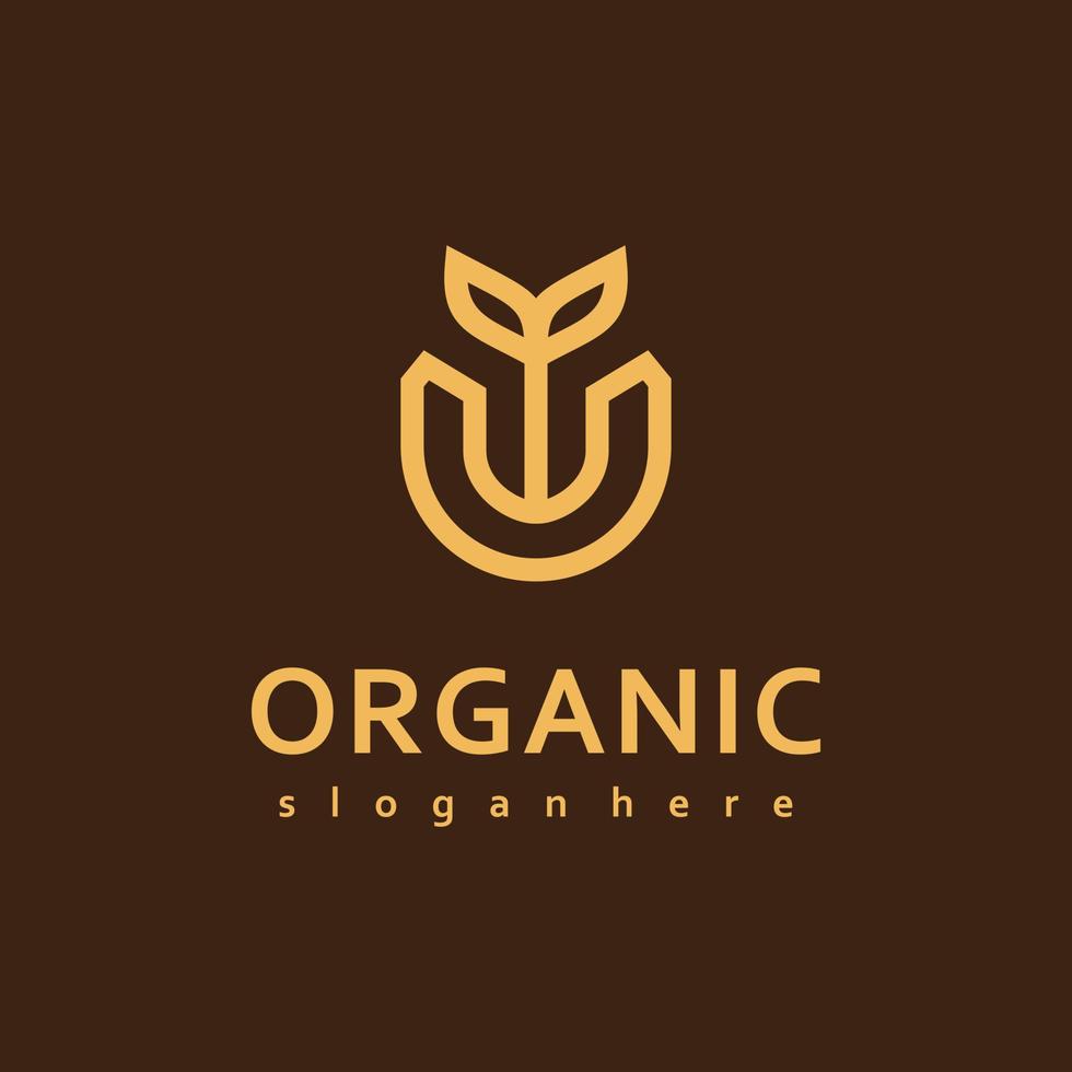 Organic Wheat logo design template vector