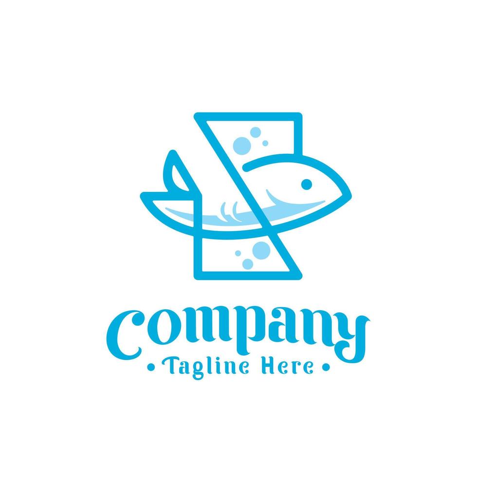 Letter S or Z with Aqua Fish Animal Illustration Logo Design vector