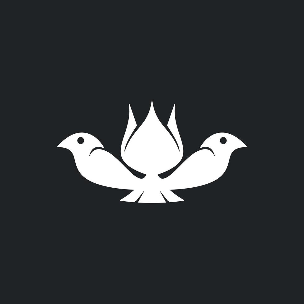 Combination of twin Bird and Flower Silhouette Logo Design Template vector