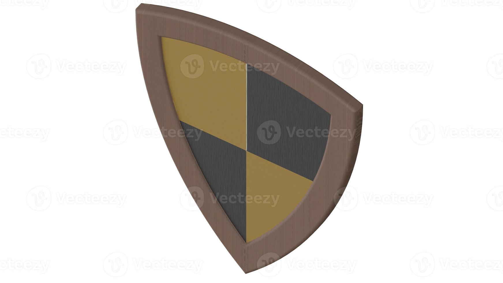 wood yellow and black stripes shield medieval 3d illustration render photo