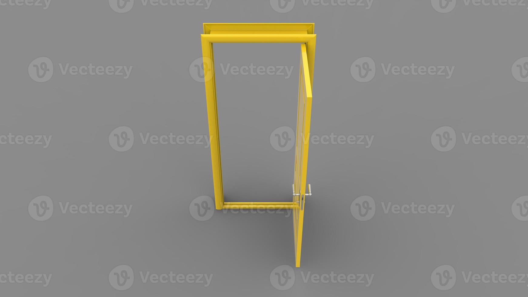 Creative illustration of open, closed door, entrance realistic doorway isolated on background 3d photo