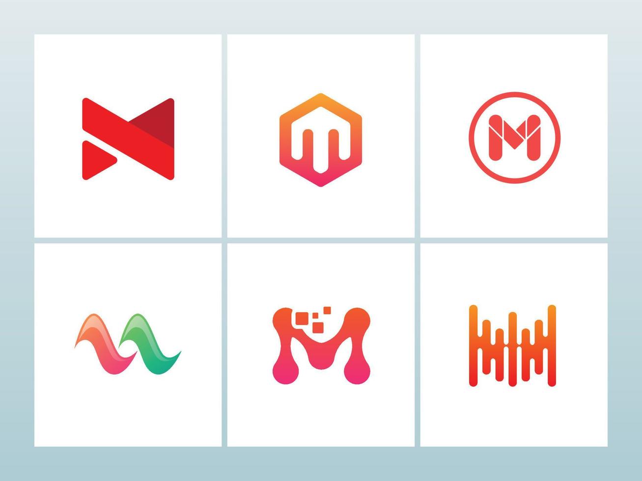 Set of Unique modern creative abstract M initial letter logo collection design Part 01 vector