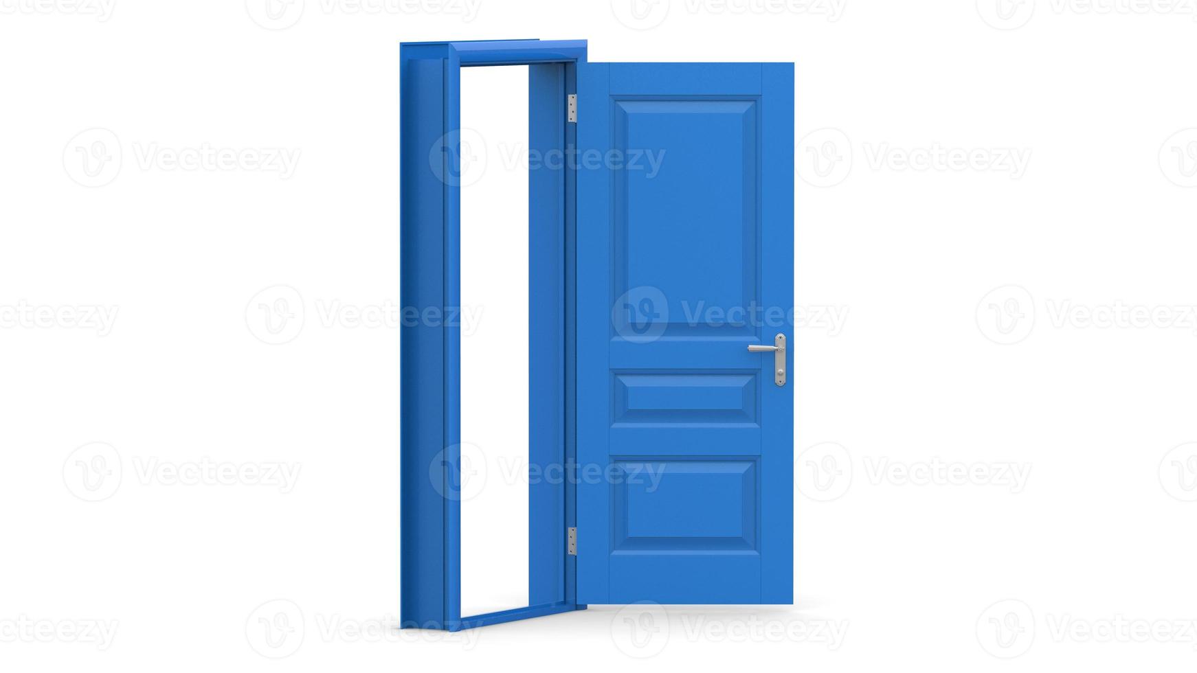 Set of different blue door isolated 3d illustration render on white background photo
