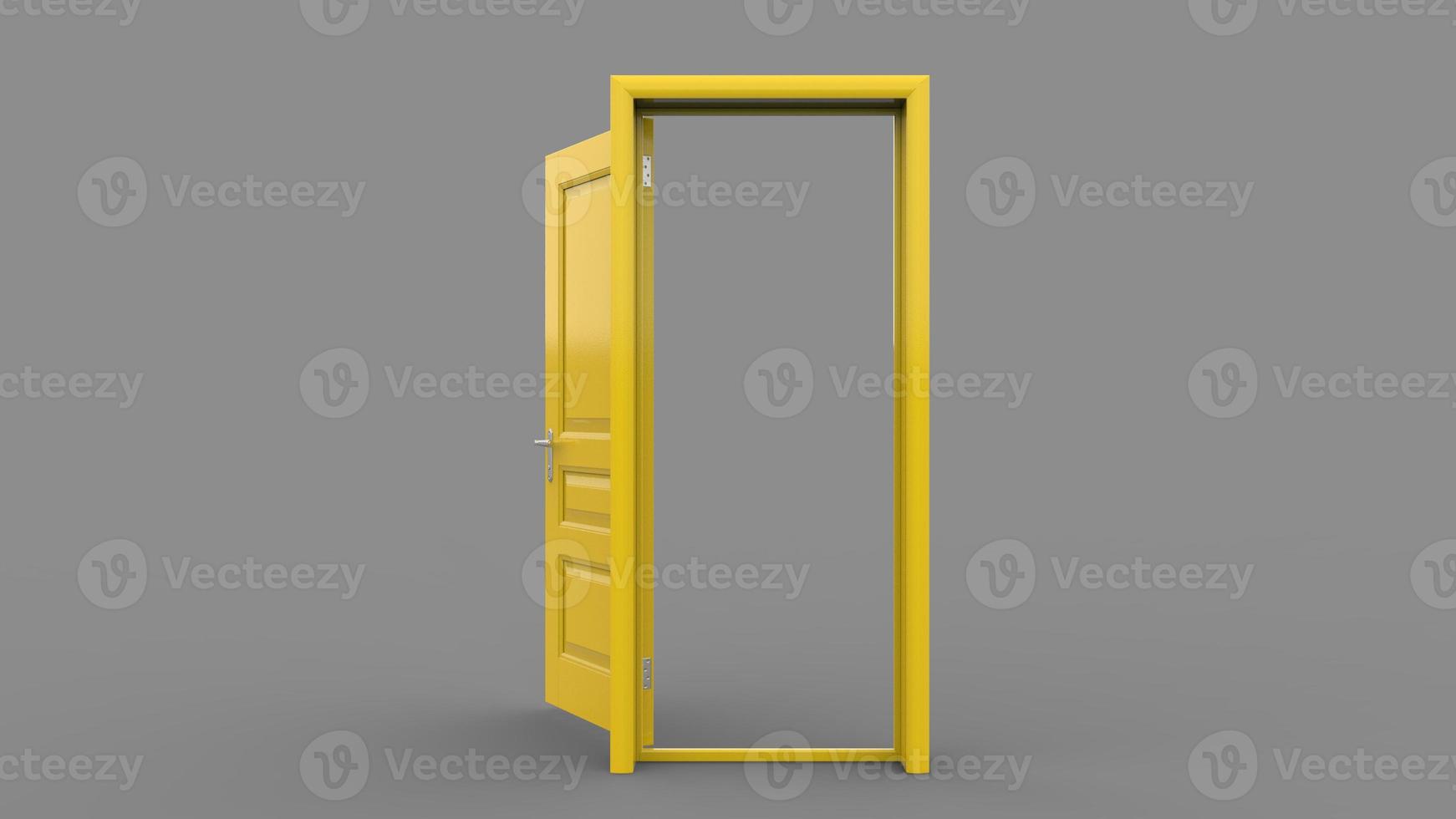 Set of different yellow door isolated 3d illustration render on empty background photo