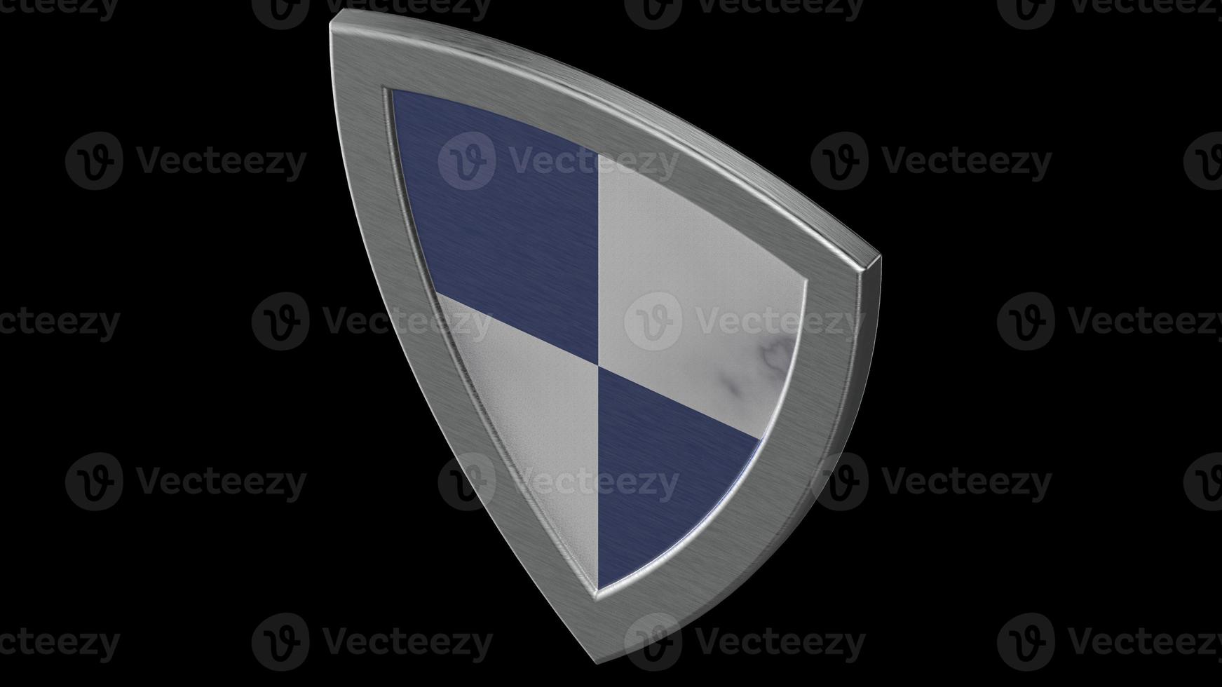 shield silver medieval blue 3d illustration render photo