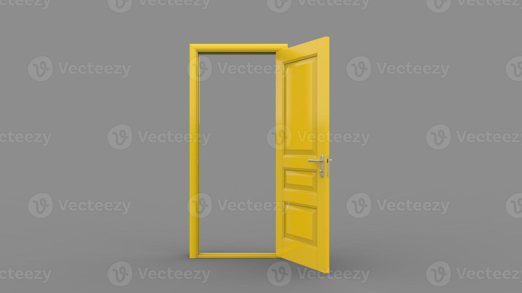 Set of different yellow door isolated 3d illustration render on empty background photo