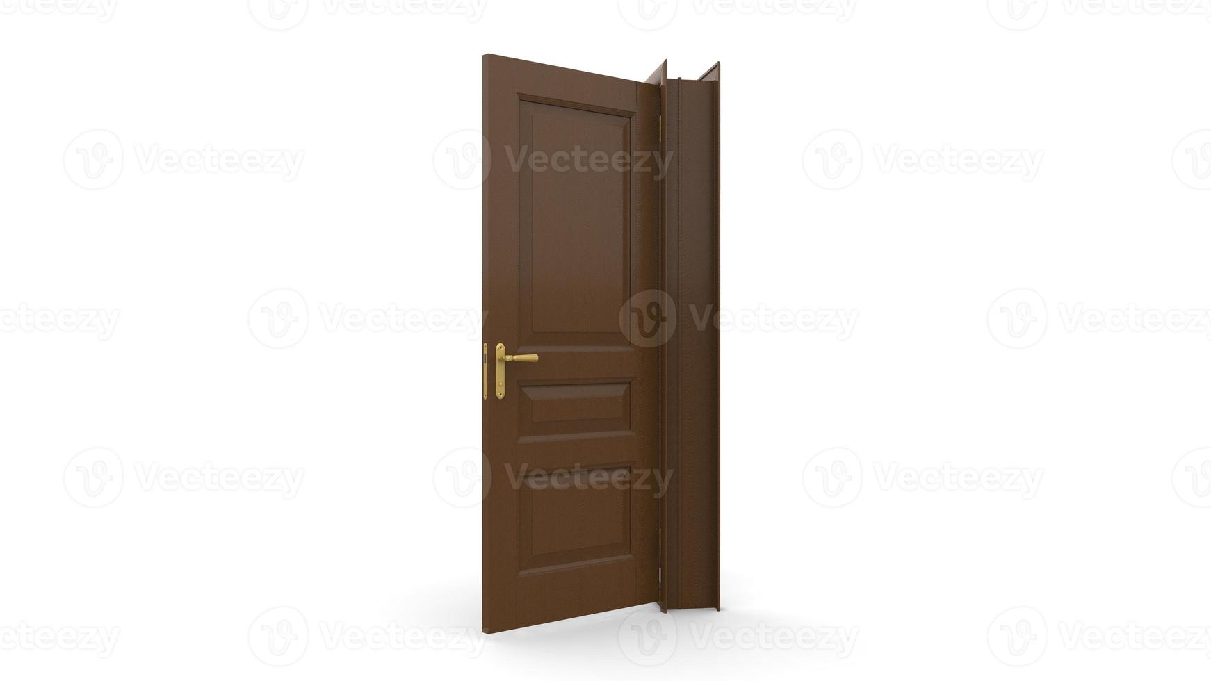 Set of different wood door isolated 3d illustration render on white background photo