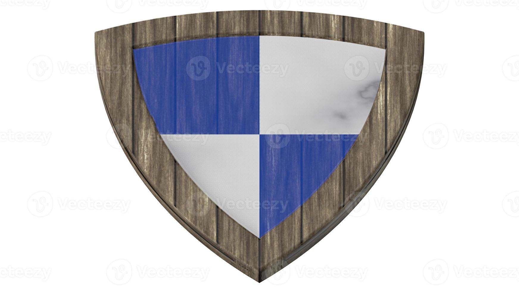 escudo de madera medieval 3d ilustración render foto