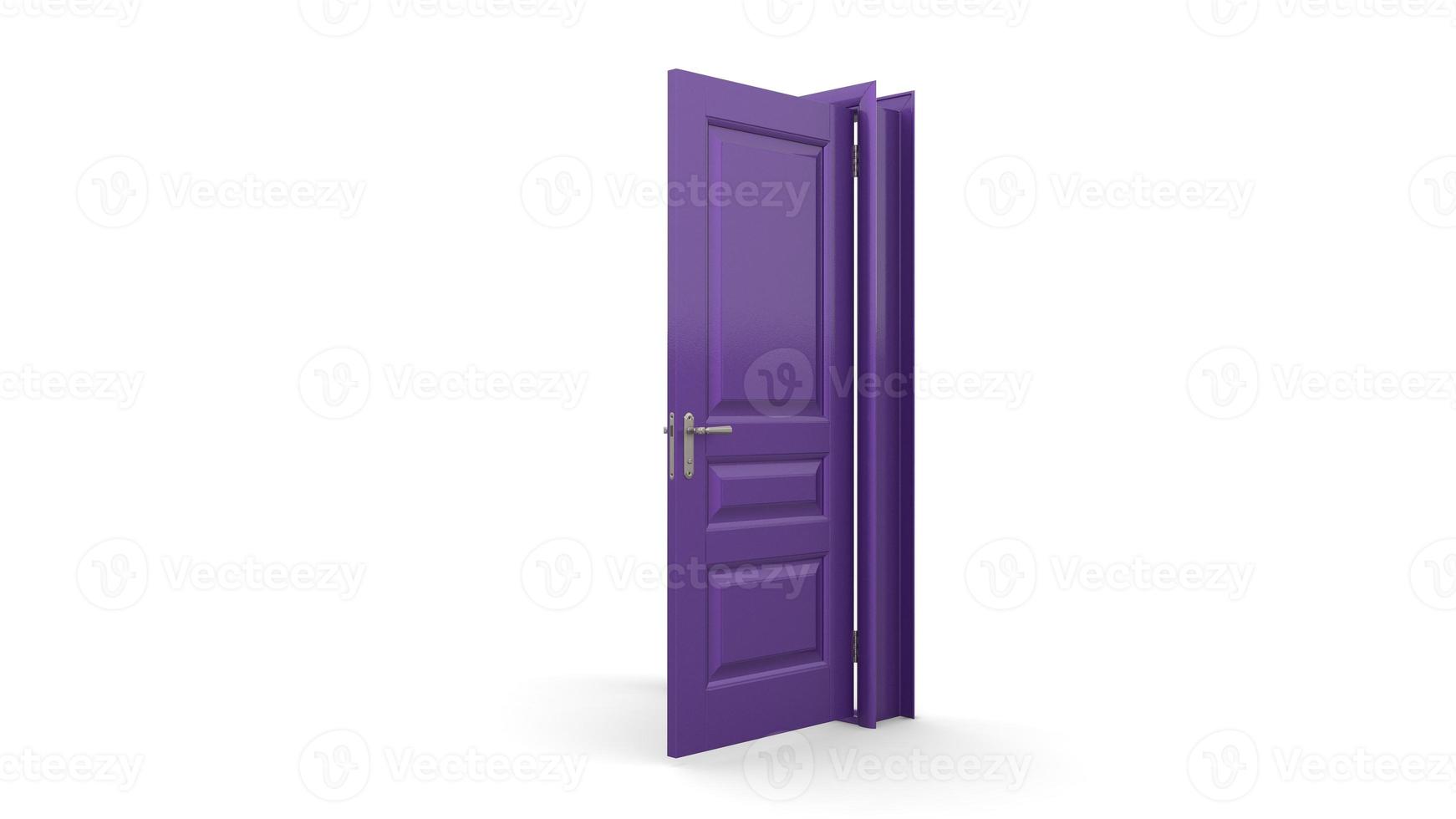 Creative illustration of open, closed door, entrance realistic doorway isolated on background 3d photo
