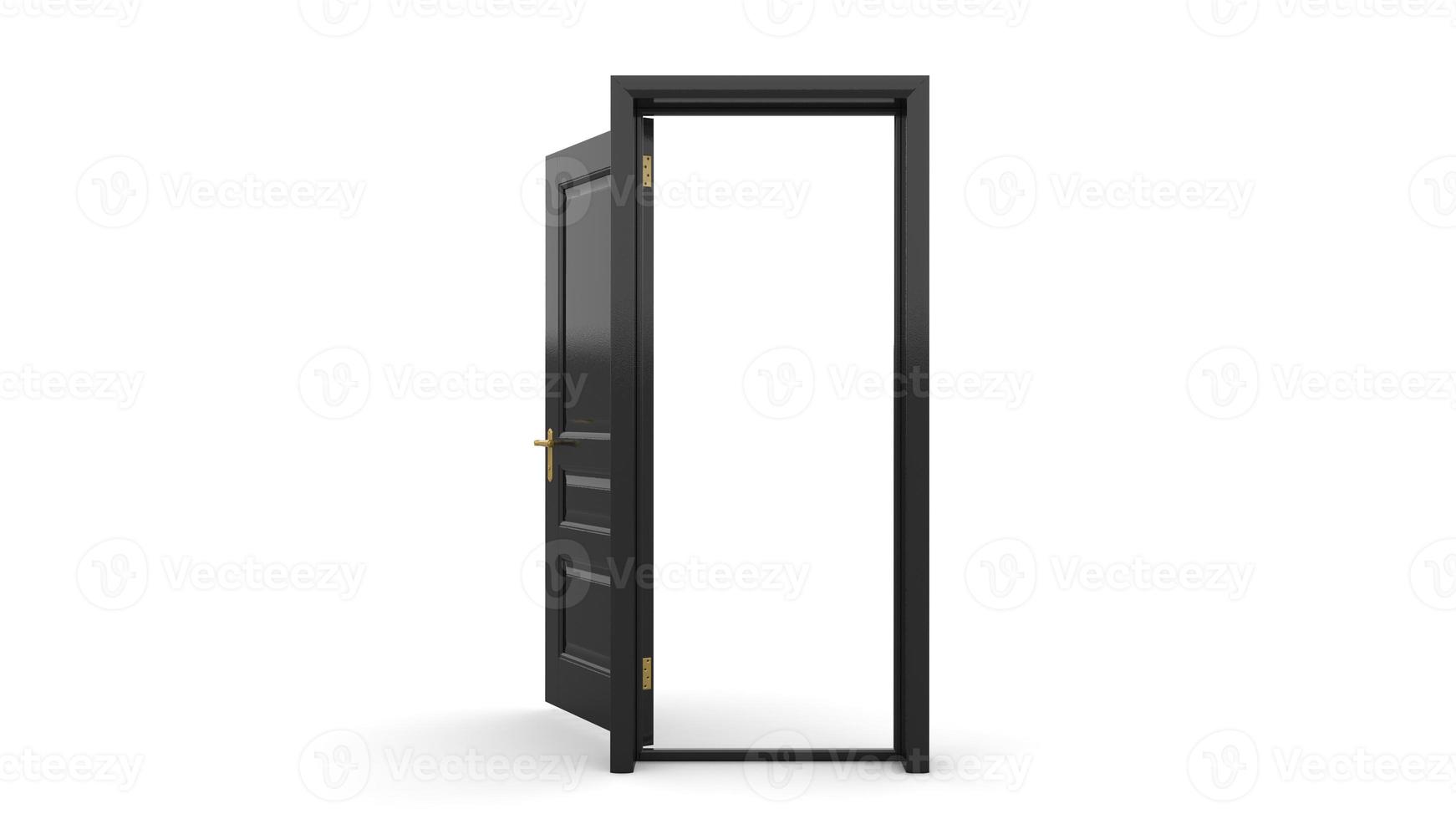 Set of different black door isolated 3d illustration render on white background photo