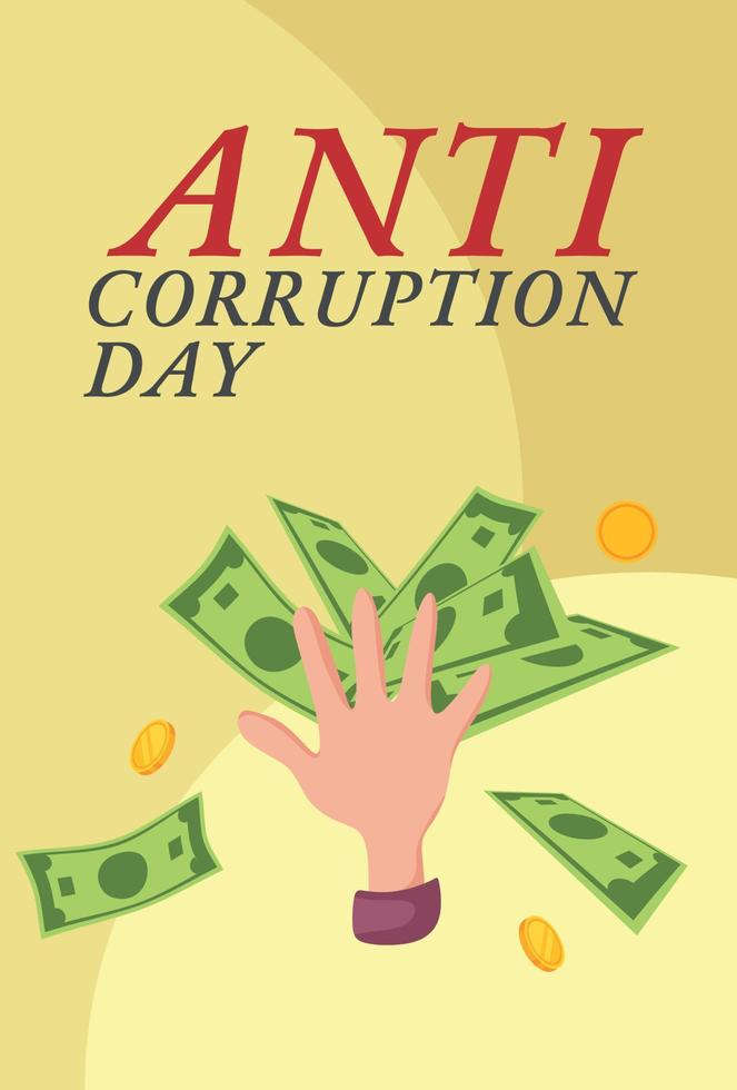 International Day Against Corruption, 9 December. poster or publication on the Internet. Vector cartoon illustration
