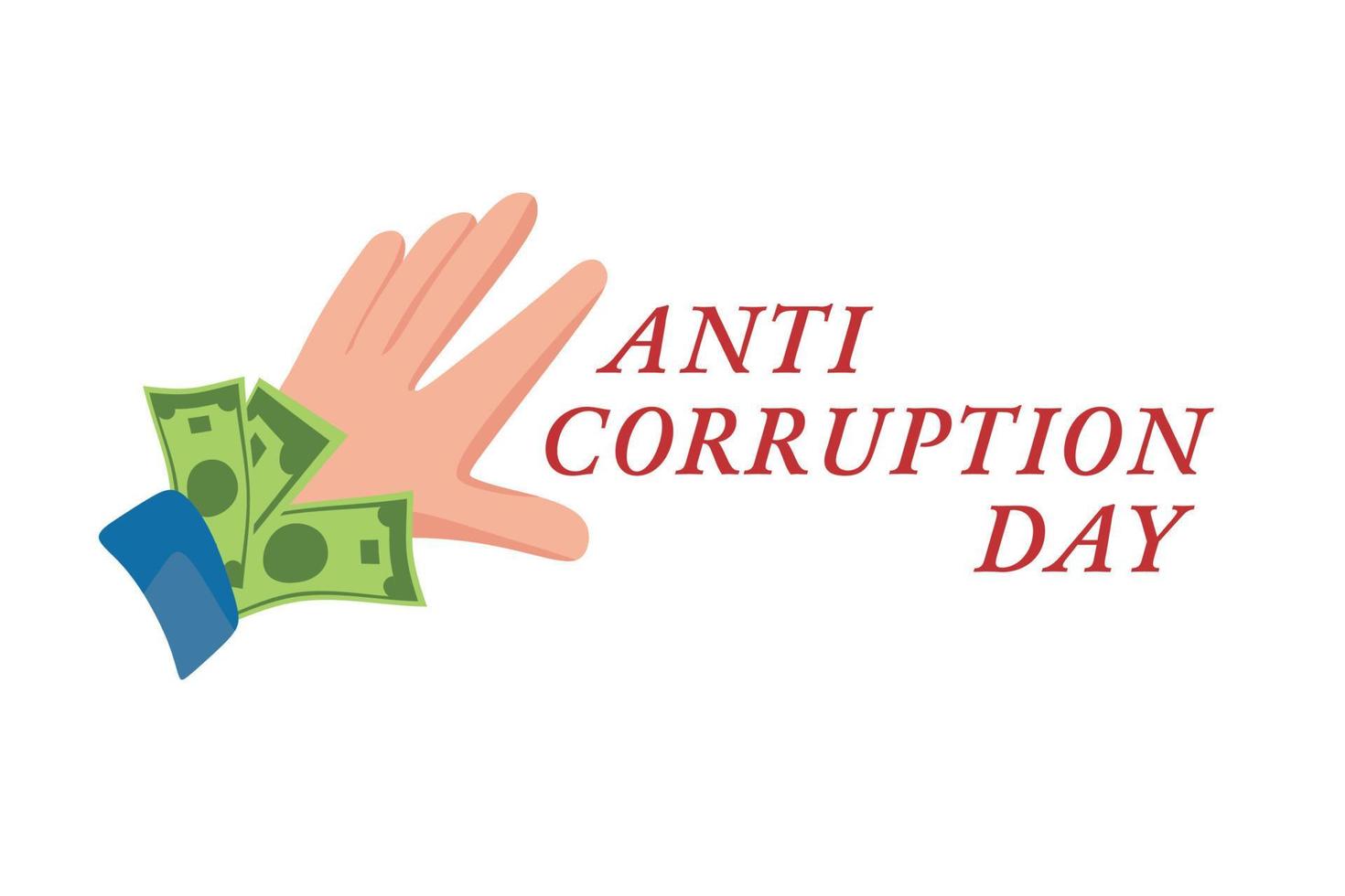 International Day Against Corruption, 9 December. poster or publication on the Internet. Vector cartoon illustration.
