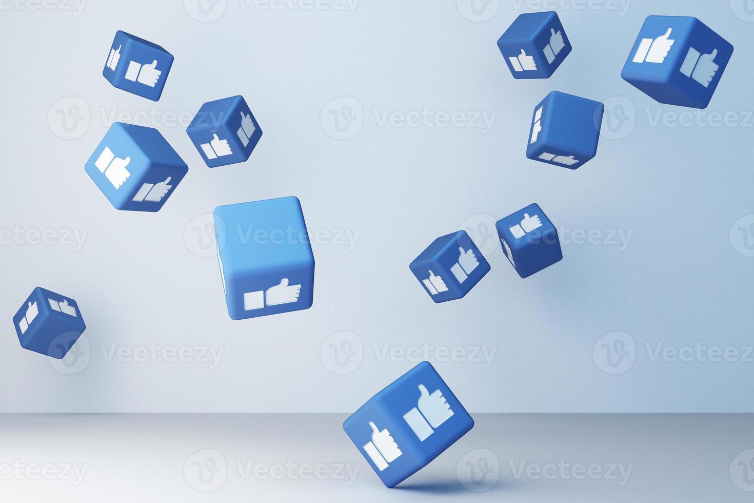 Like icon designed 3d box with white background. 3d rendering photo