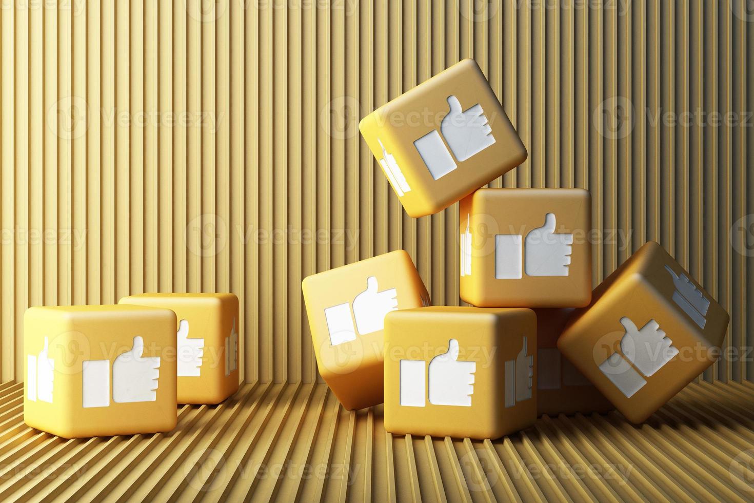 Like icon designed 3d box with white background. 3d rendering photo